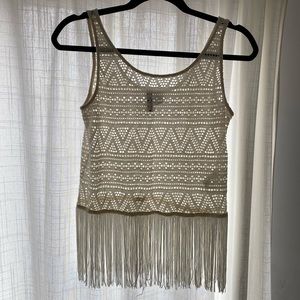 Ivory Fringe Tank Top - size 4